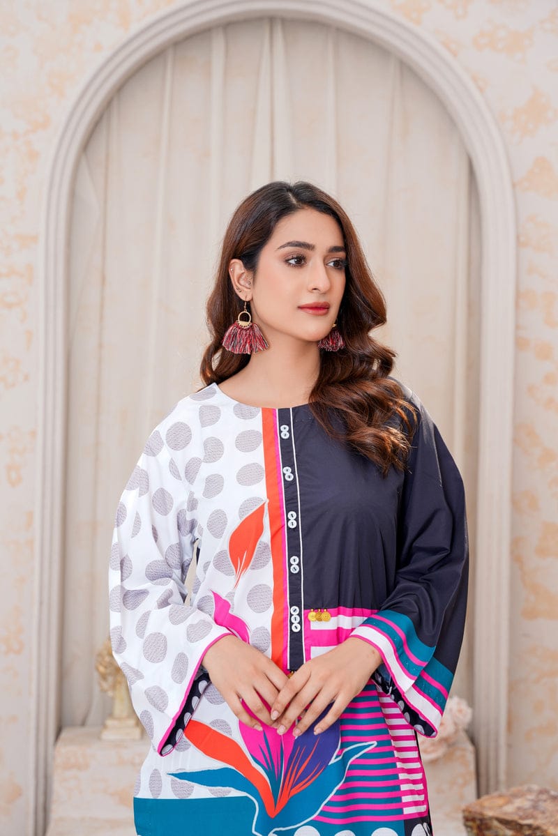 Multi Silky Lawn 2 Pc Suit | Ready-to-Wear