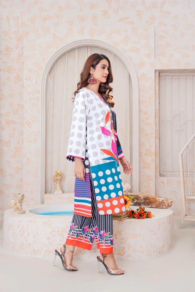 Multi Silky Lawn 2 Pc Suit | Ready-to-Wear