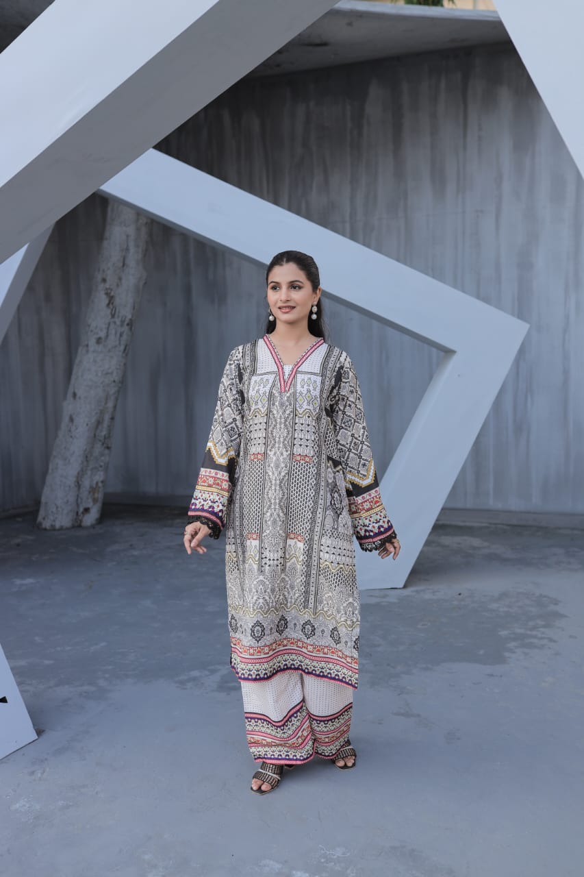 Ash Gary Digital 2 Pcs Coord Set