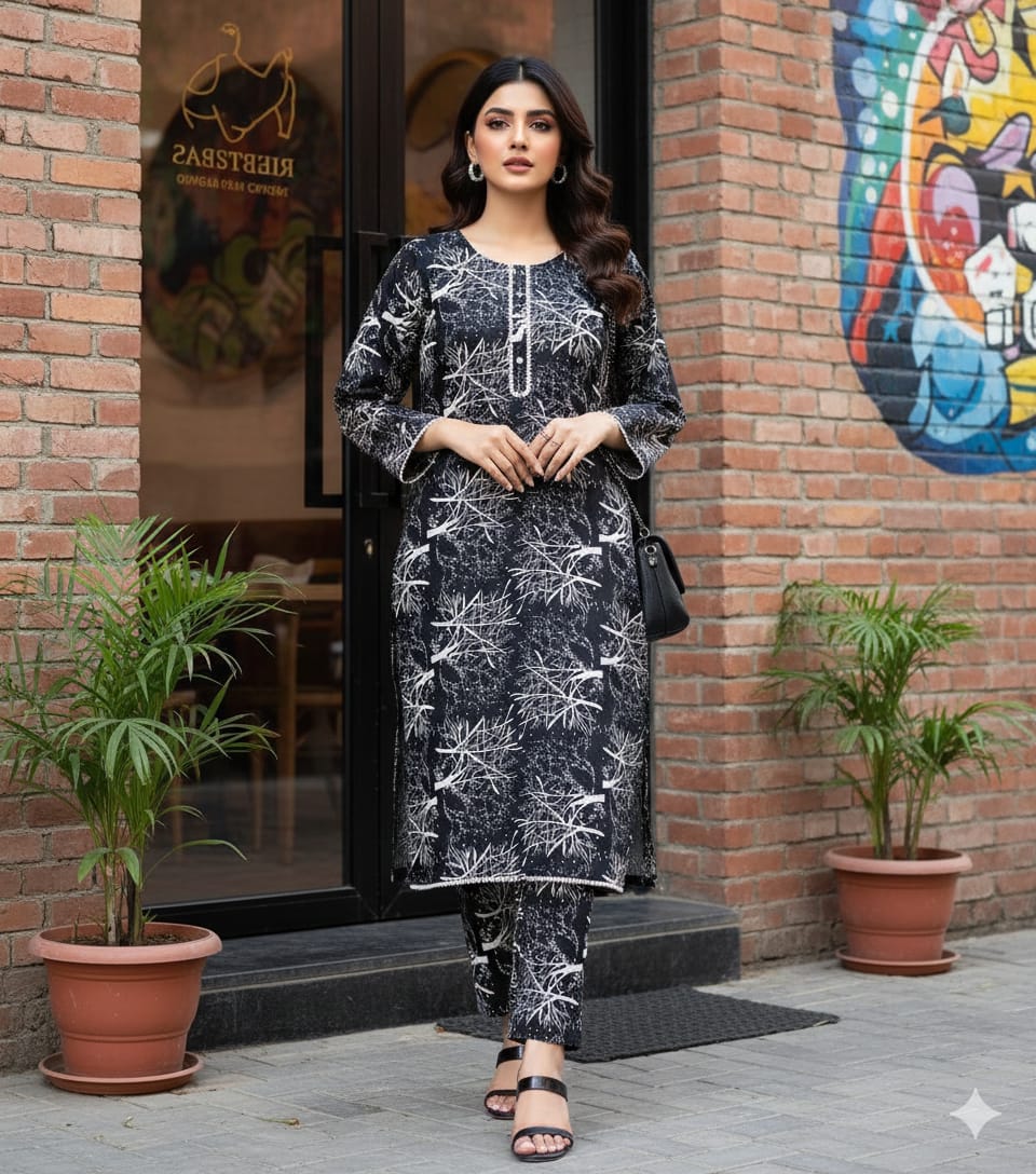 Digital Cotton Stitched 2pc Suit S M L XL