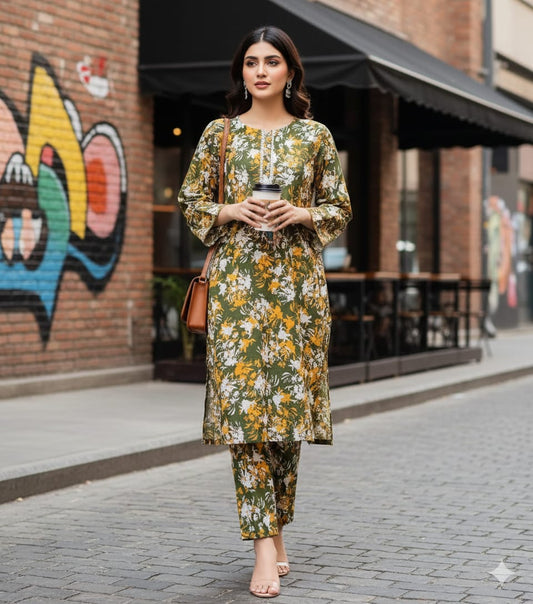 Digital Cotton Stitched 2pc Suit S M L XL