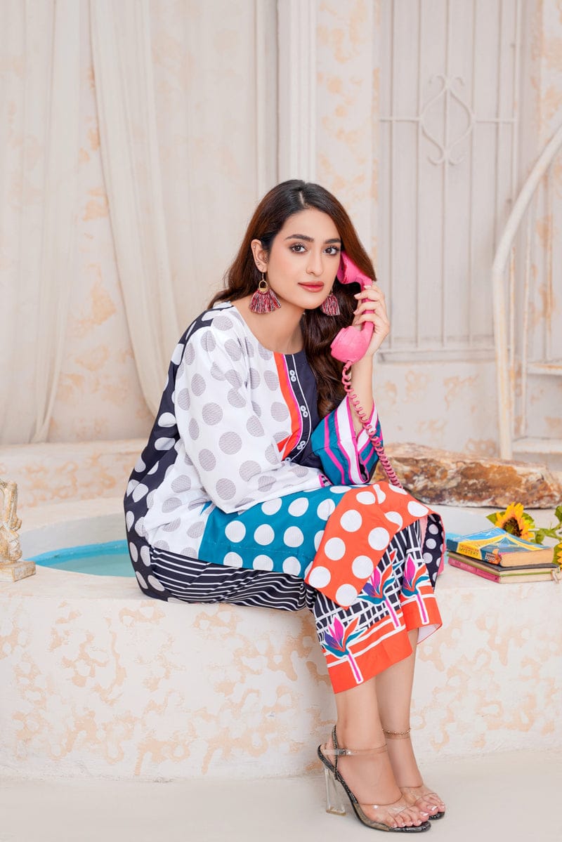 Multi Silky Lawn 2 Pc Suit | Ready-to-Wear