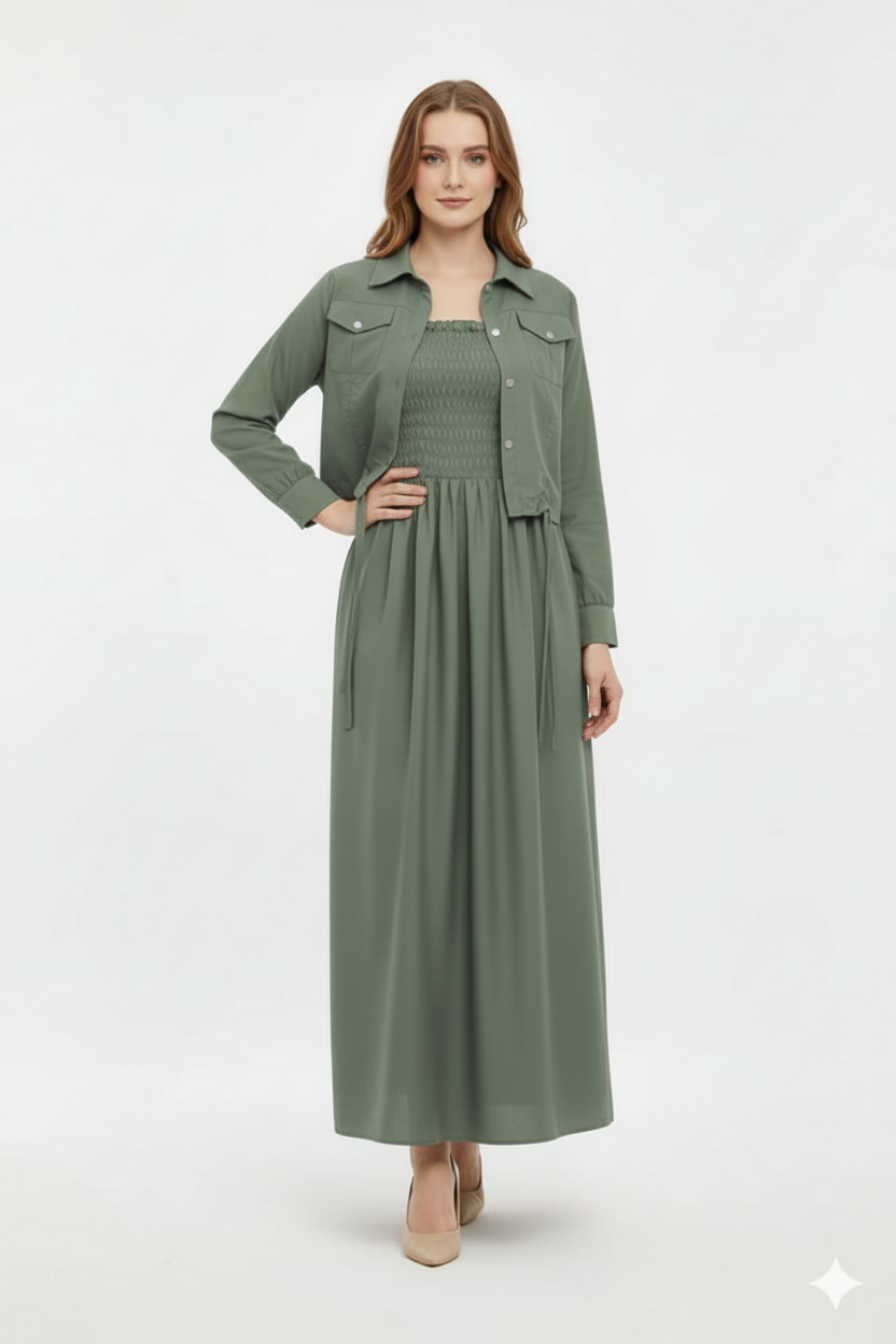 Jacket style Maxi sage green