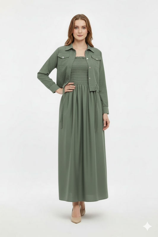 Jacket style Maxi sage green