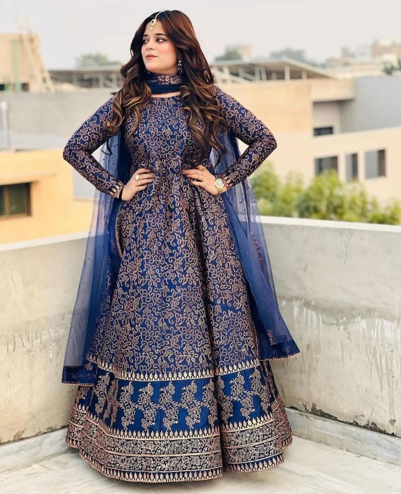 Fancy Block Printed Maxi – blue