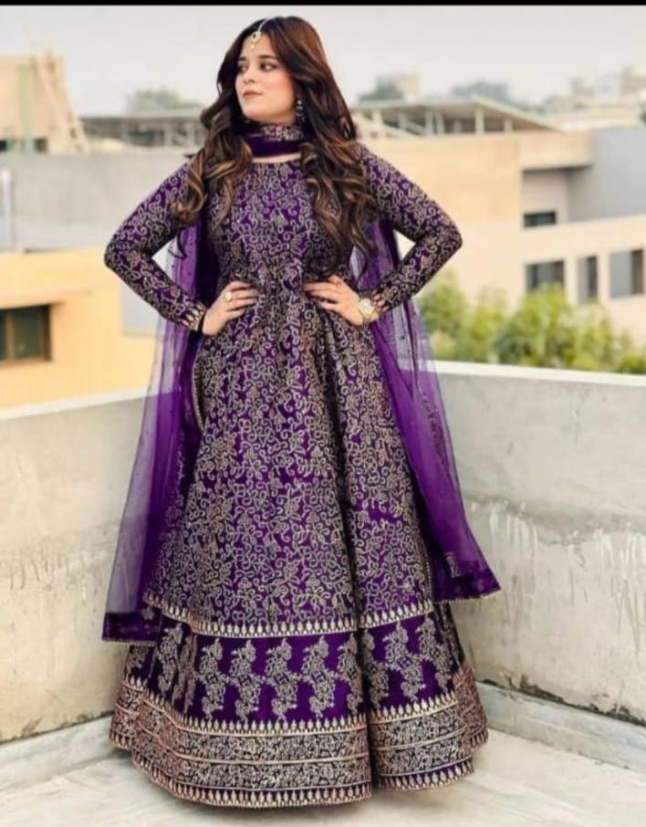 Fancy Block Printed Maxi – Purple