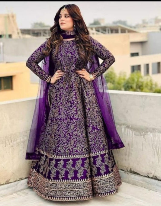 Fancy Block Printed Maxi – Purple