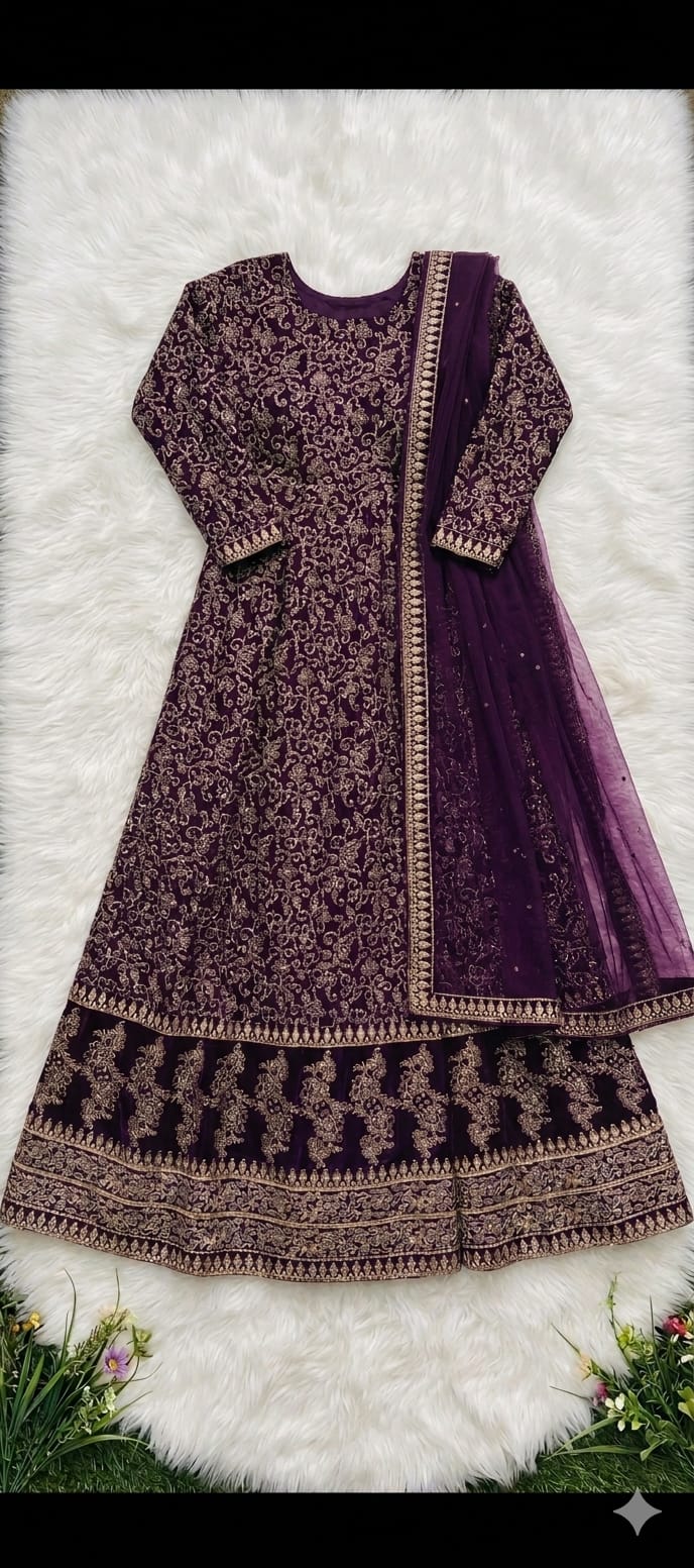 Fancy Block Printed Maxi – Purple